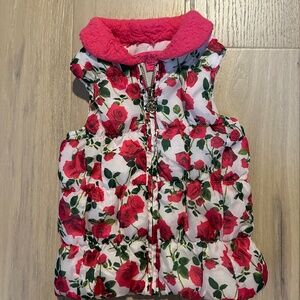 Betsey Johnson Pink Rose Sleeveless Vest for Girls Size 3T Floral ~ Cozy!